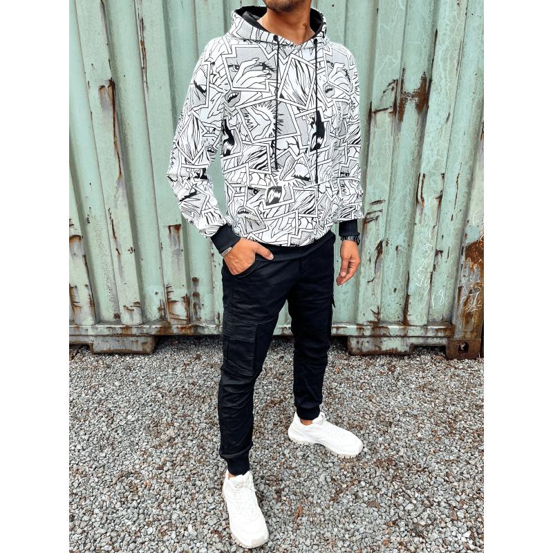 Pánská mikina s kapucí PRINT IV bílá