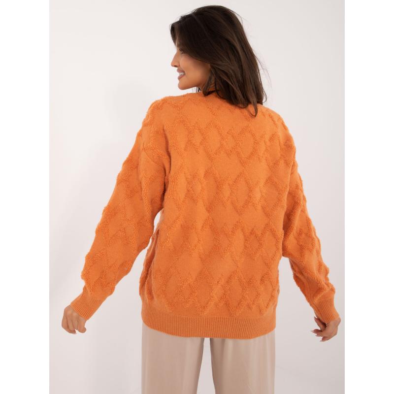 Dámský svetr s kulatým výstřihem oversize oranžový 