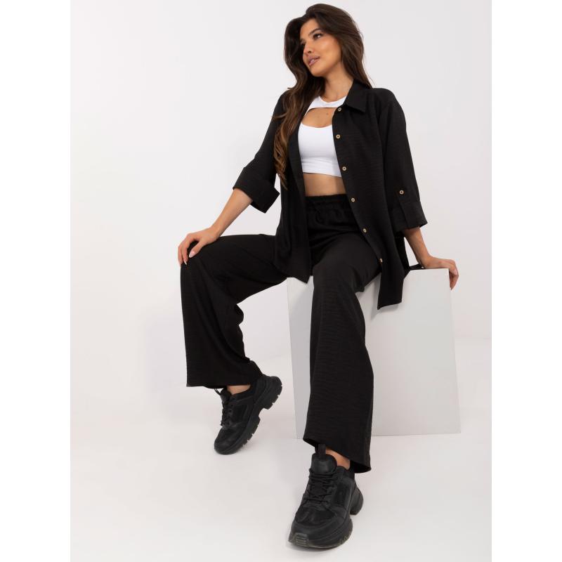 Dámský komplet s oversize tričkem dvoudílný letní černý 