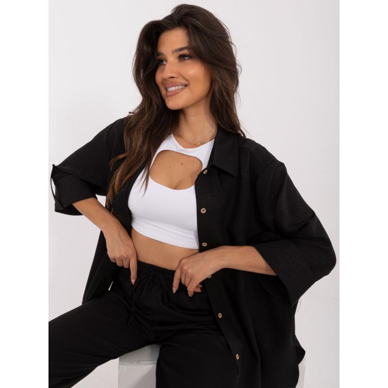 Dámský komplet s oversize tričkem dvoudílný letní černý 