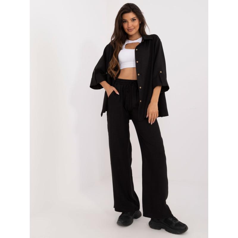 Dámský komplet s oversize tričkem dvoudílný letní černý 