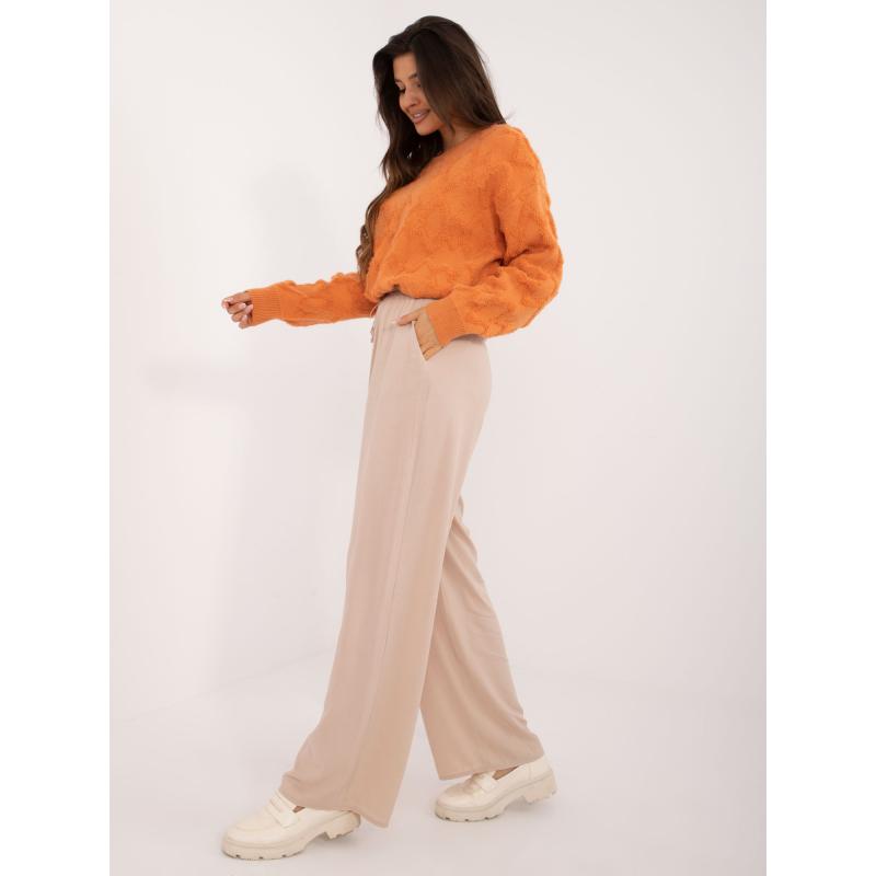 Dámské kalhoty z viskózové látky béžové 