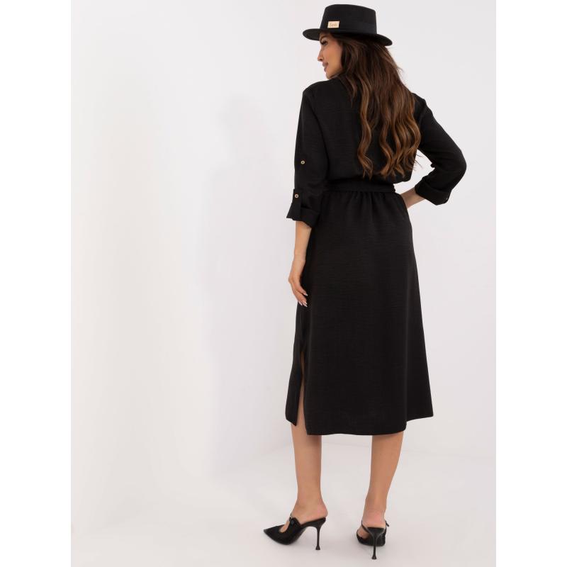 Dámské šaty s rozparky midi ležérní černé 