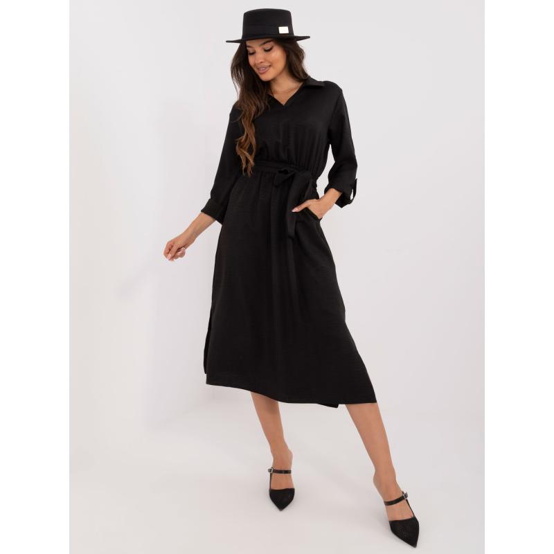 Dámské šaty s rozparky midi ležérní černé 