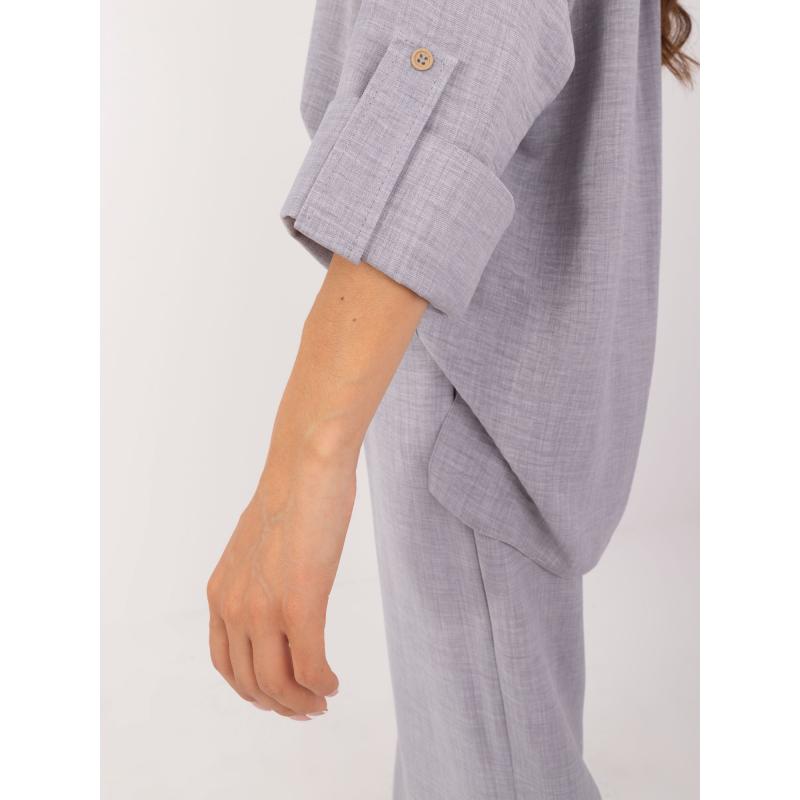 Dámsky komplet nohavíc so širokými nohavicami sivý