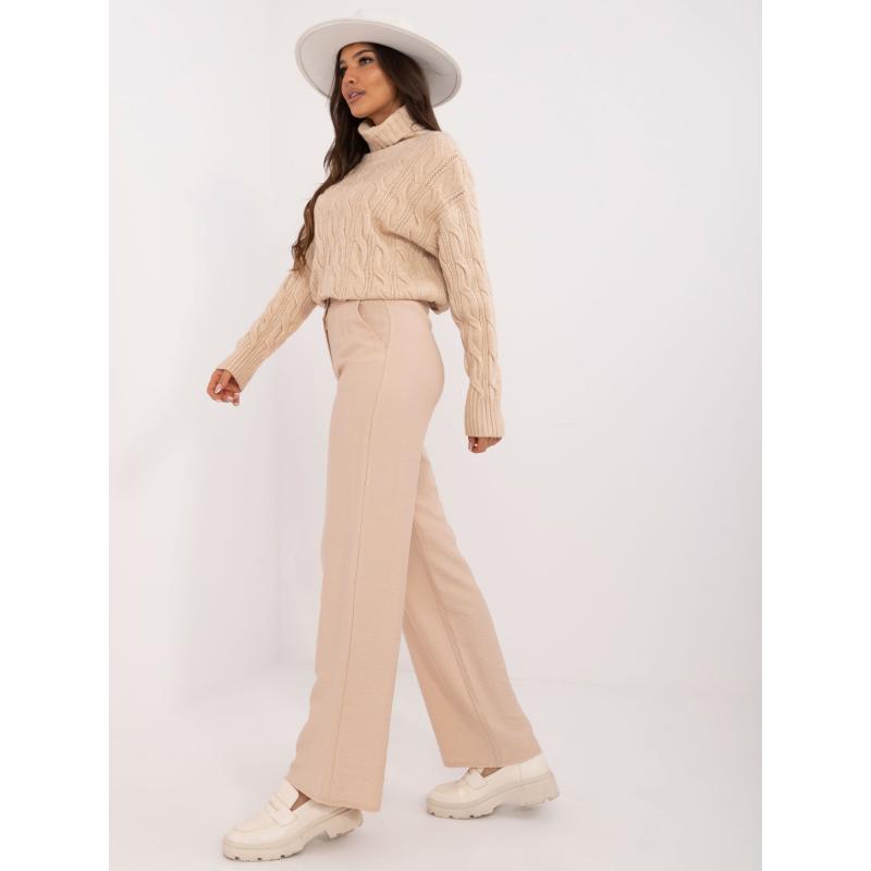 Dámské kalhoty se zapínáním na knoflíky béžové 