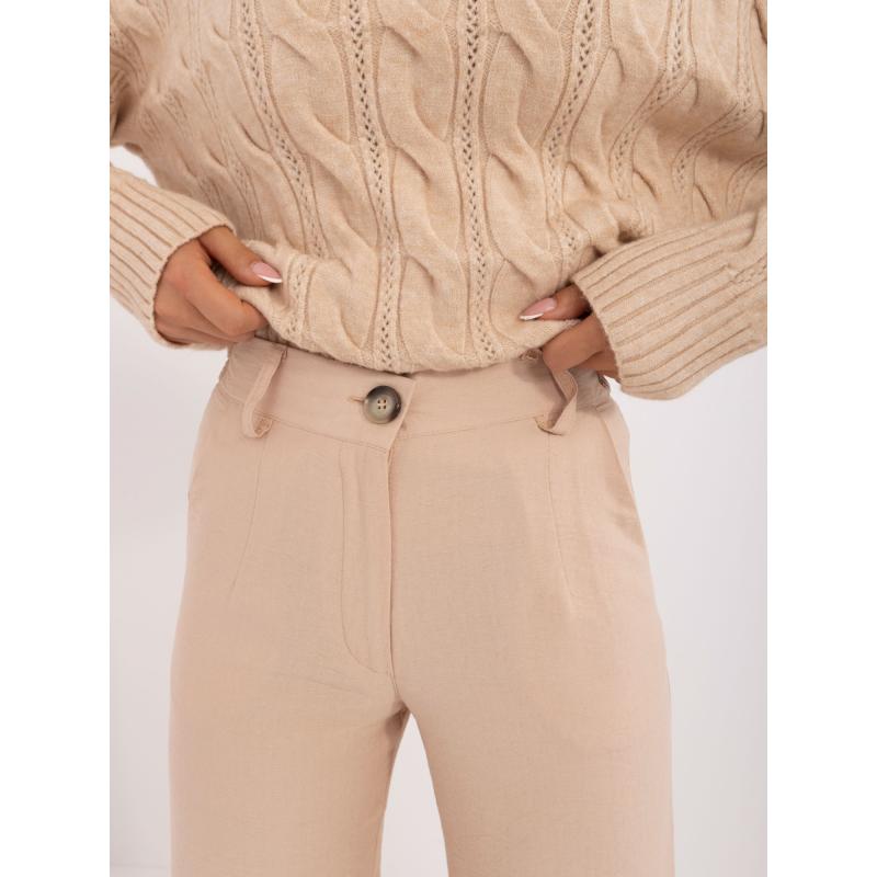 Dámské kalhoty se zapínáním na knoflíky béžové 