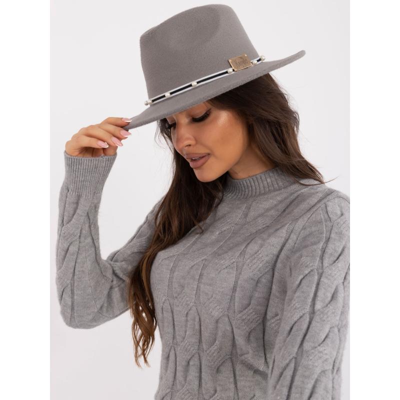 Dámský svetr s plédy a žebrovanými lemy šedý 