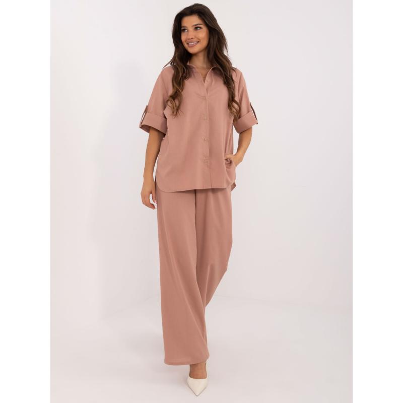 Dámská souprava ze lnu dvoudílná letní růžová 