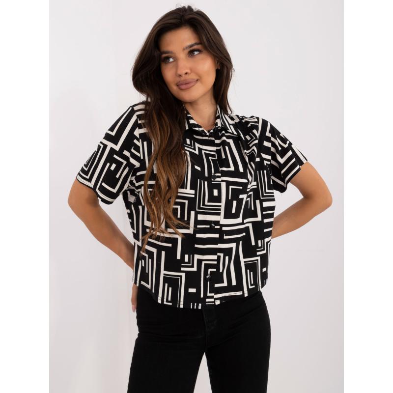 Dámská halenka s geometrickým vzorem košilová černá
