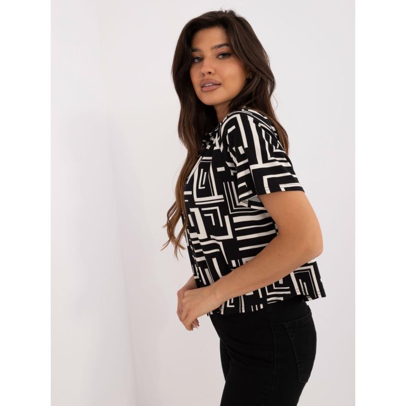 Dámská halenka s geometrickým vzorem košilová černá