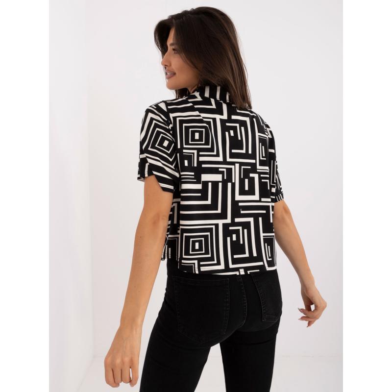 Dámská halenka s geometrickým vzorem košilová černá