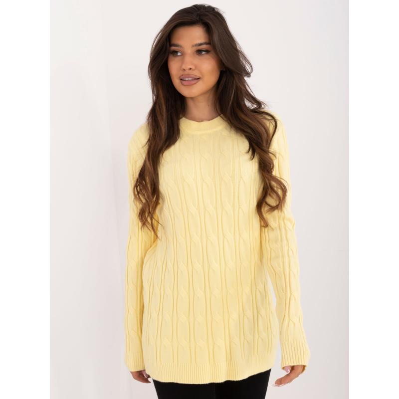 Női kardigán kockás és mandzsettás világossárga