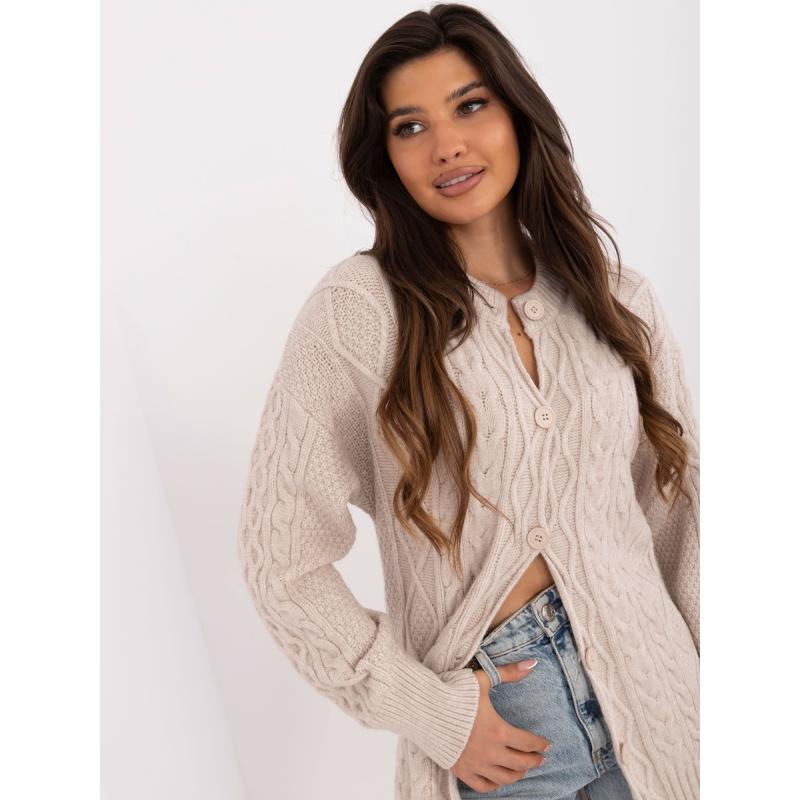 Dámský kardigan se zapínáním na knoflíky béžový 