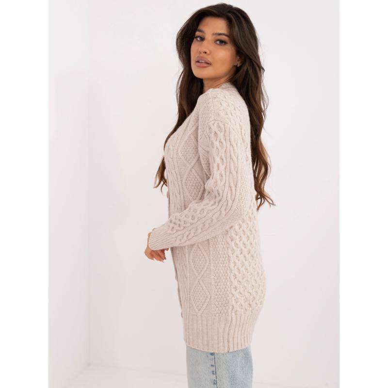 Dámský kardigan se zapínáním na knoflíky béžový 