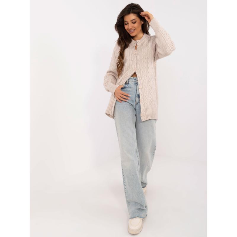 Dámský kardigan se zapínáním na knoflíky béžový 
