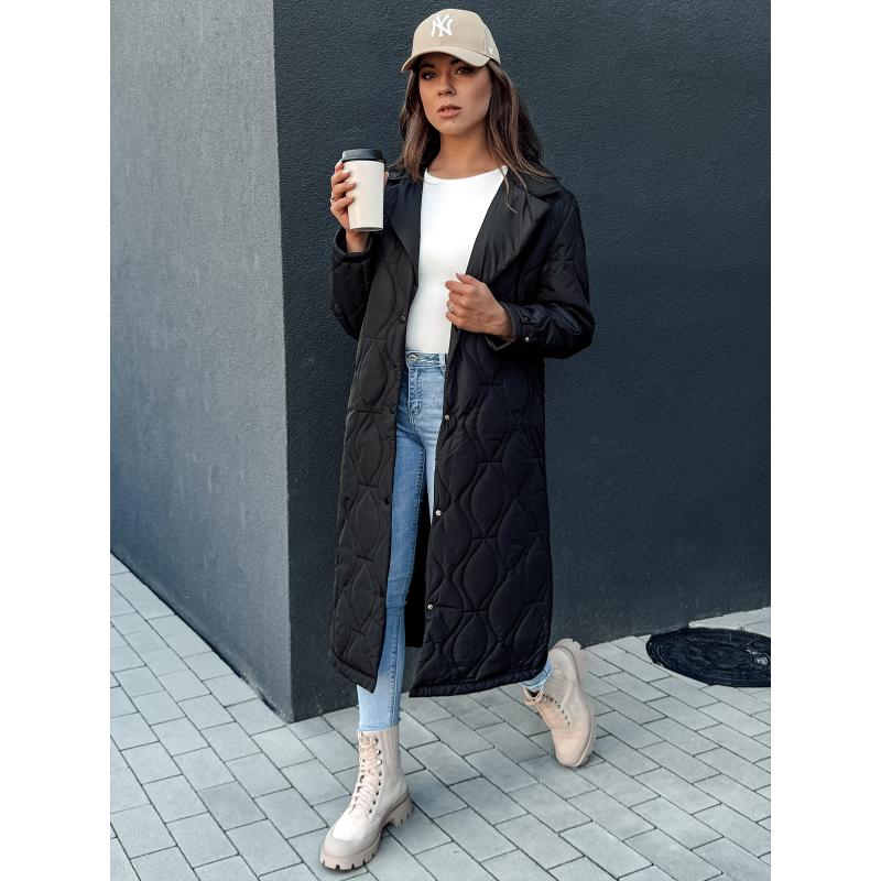 Dámský prošívaný dlouhý kabát TRENDIFY černý