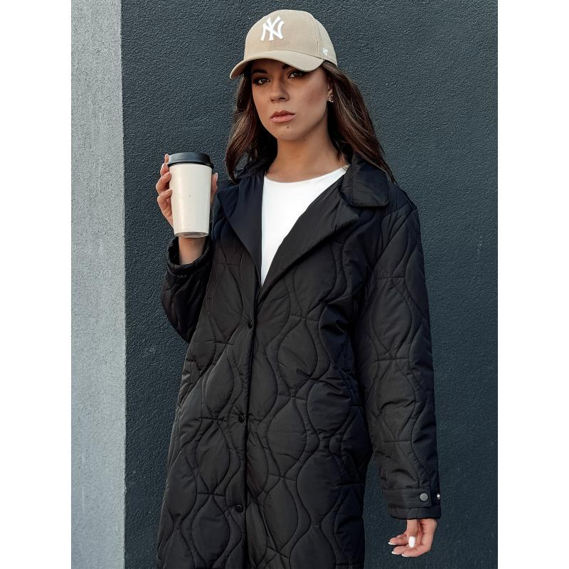 Dámský prošívaný dlouhý kabát TRENDIFY černý