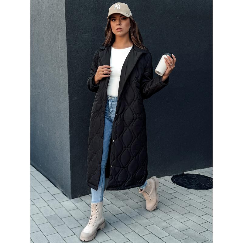 Dámský prošívaný dlouhý kabát TRENDIFY černý