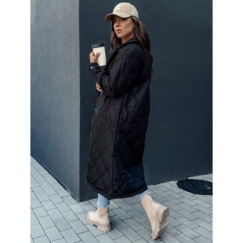 Dámský prošívaný dlouhý kabát TRENDIFY černý