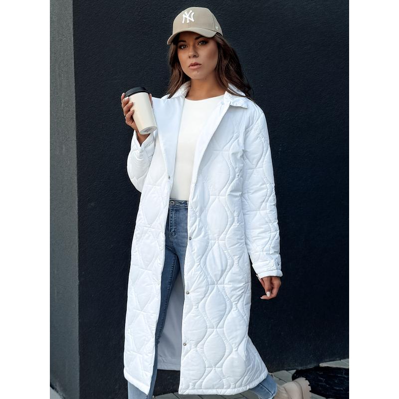 Dámský dlouhý prošívaný kabát TRENDIFY bílý