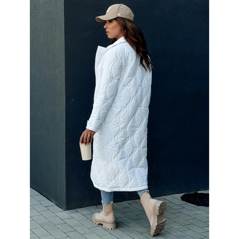 Dámský dlouhý prošívaný kabát TRENDIFY bílý