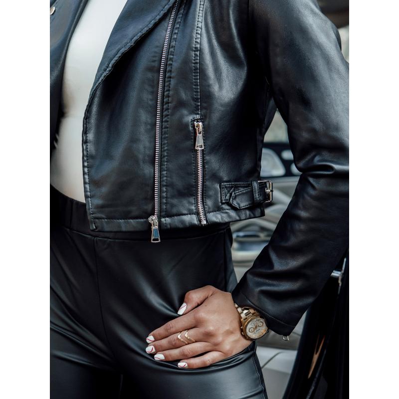 Női rövid bőr átmeneti kabát ramones BARBADOS fekete