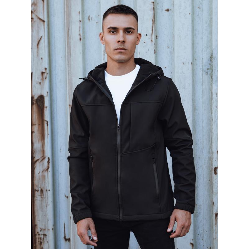 Pánská přechodná softshellová bunda s kapucí černá