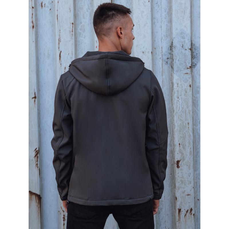 Pánská přechodná softshellová bunda s kapucí tmavě šedá