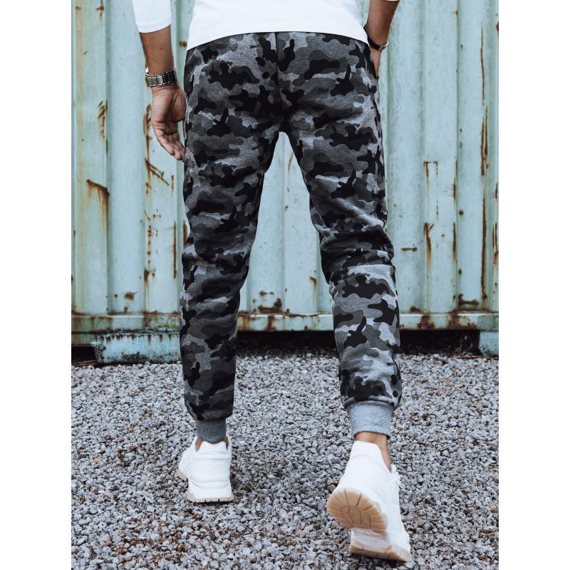 Pánské tepláky s potiskem moro antracitová