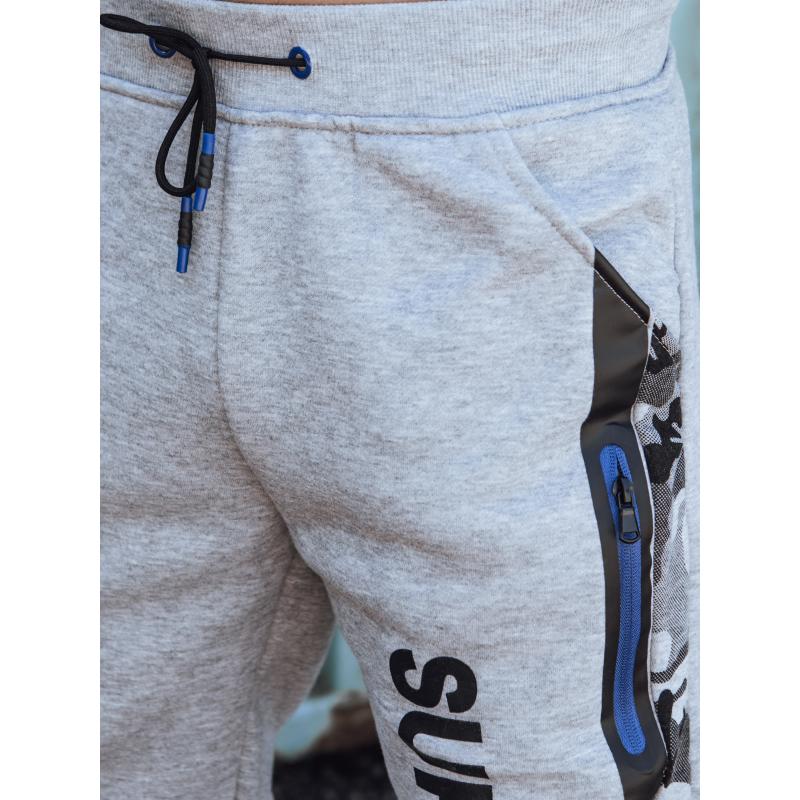 Férfi nyomtatott melegítőnadrág világosszürke