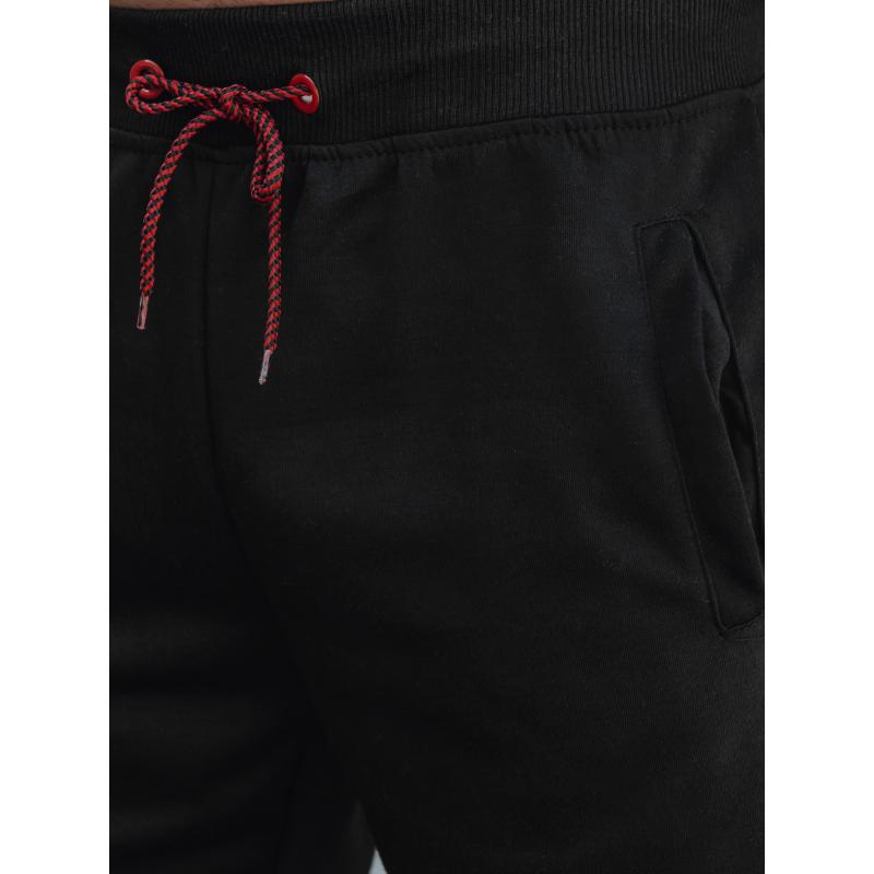 Pánské tepláky s žebrovaným pasem černé