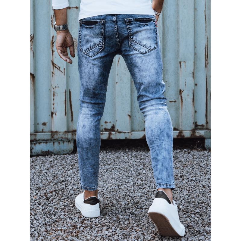 Pánské džínové kalhoty s dírami slim fit modré