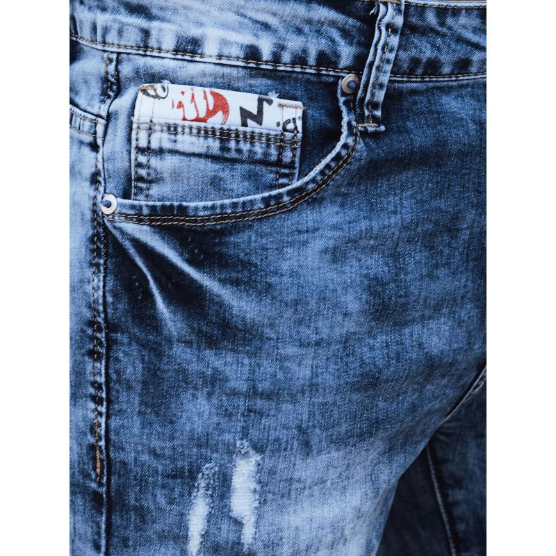 Pánské džínové kalhoty s dírami slim fit modré