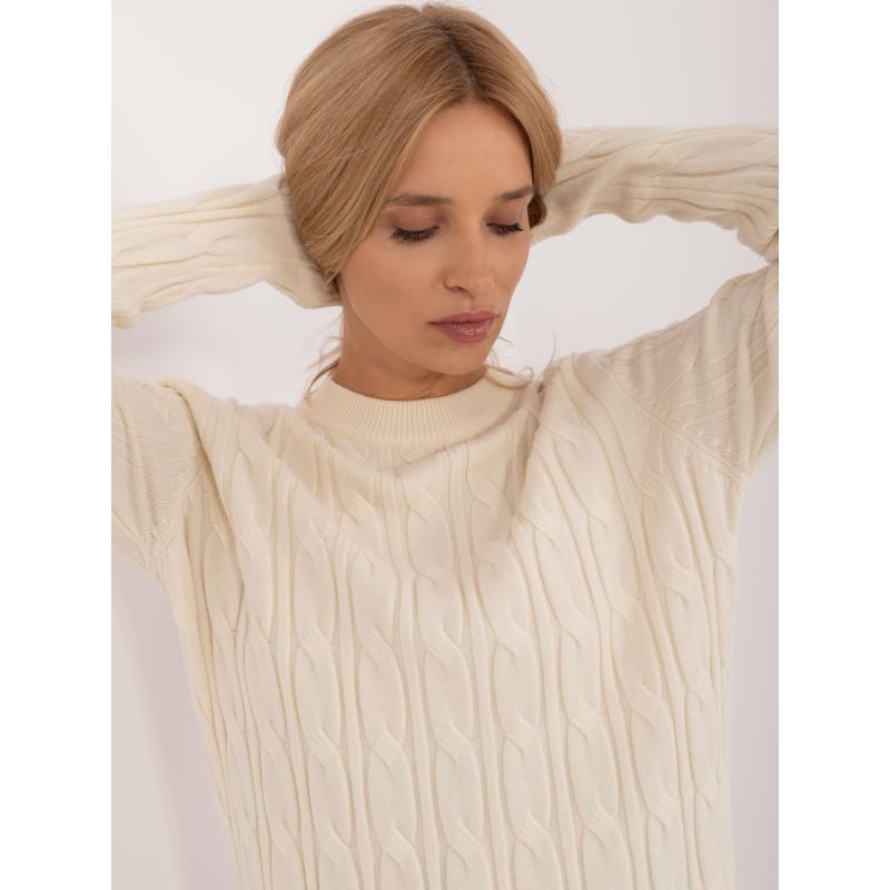 Dámský svetr s kulatým výstřihem krémový 