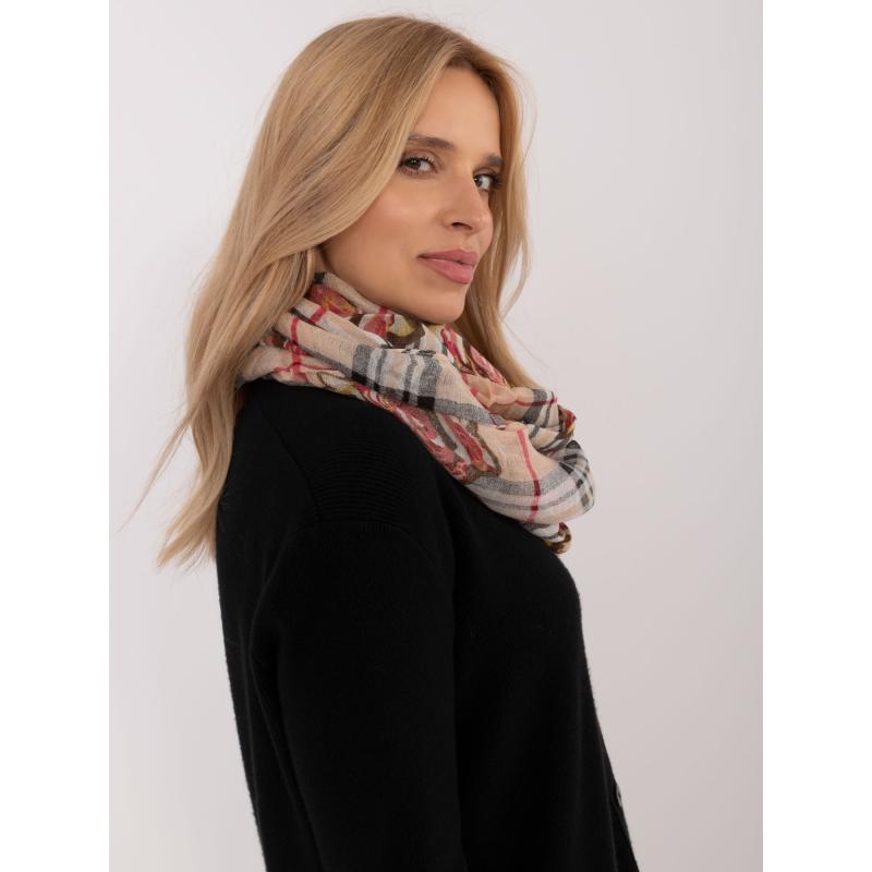 Dámský šátek s potiskem v broskvové barvě