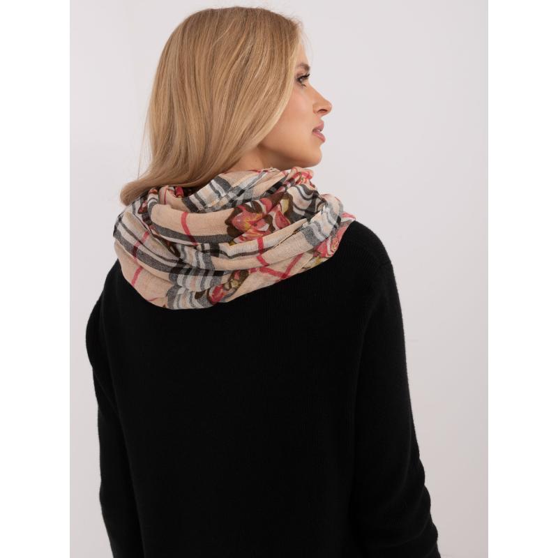 Dámský šátek s potiskem v broskvové barvě