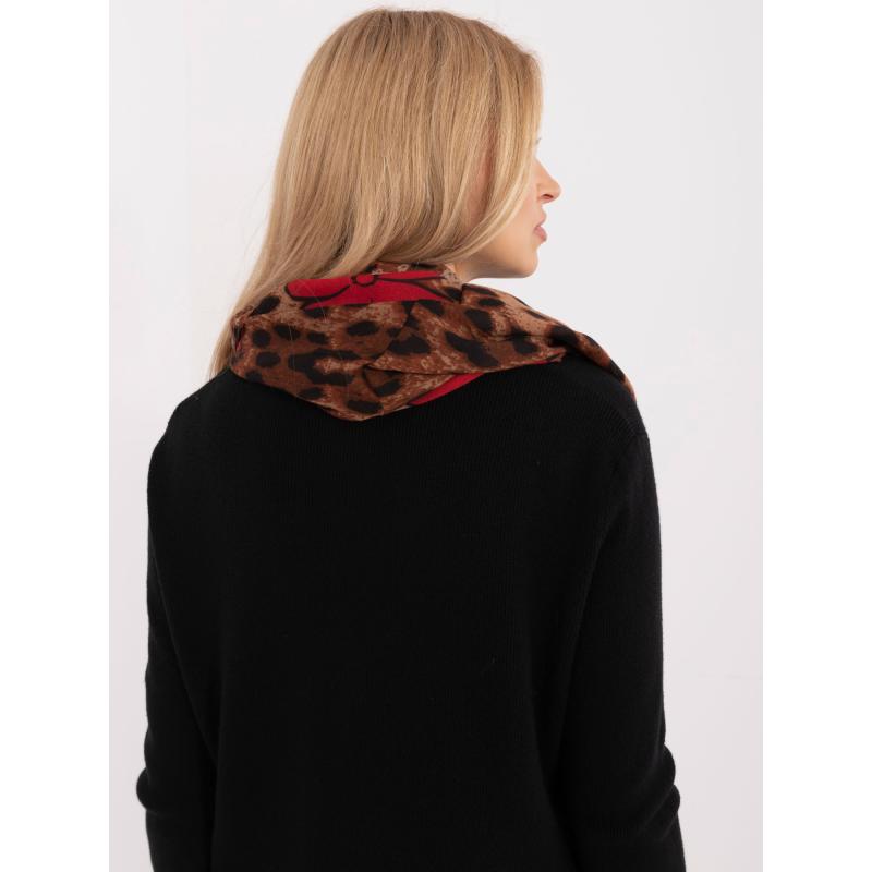 Dámský komín s květinovým a leopardím potiskem hnědý 