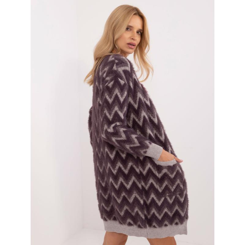 Dámský svetr bez knoflíků zmavě fialový  
