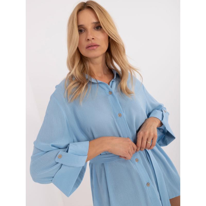 Dámská košile oversize s páskem modrá 