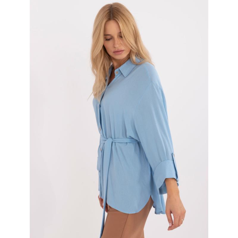 Dámská košile oversize s páskem modrá 