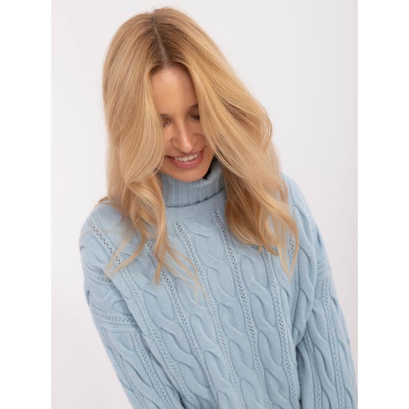 Dámský svetr nadměrné velikosti s kosticemi světle modrý  