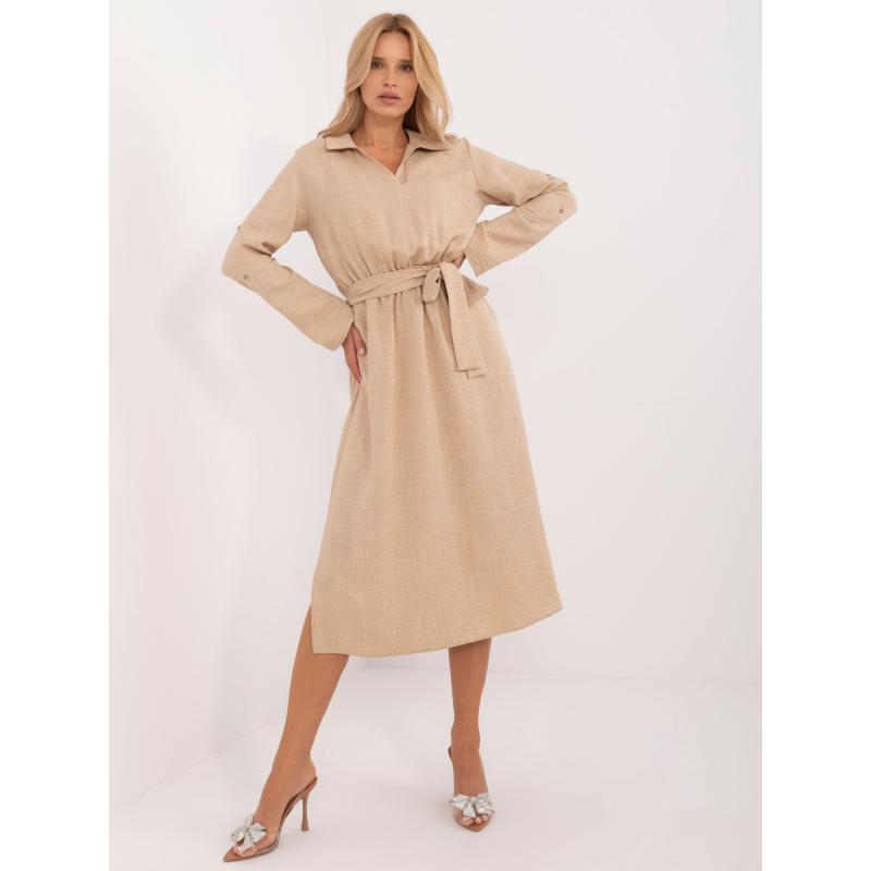 Női 3/4 ujjú ruha bézs