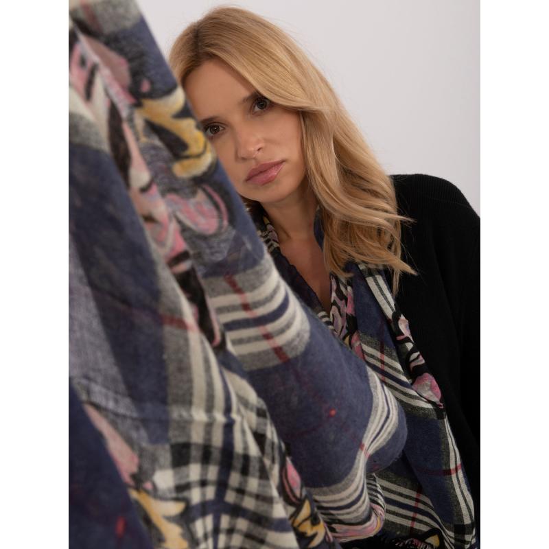 Dámský kostkovaný šátek tmavě modrý