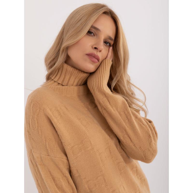 Dámský svetr s rolákem nadměrné velikosti hnědá 