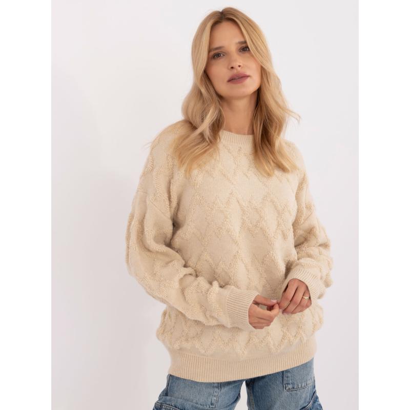 Dámský svetr oversize s dlouhým rukávem světle béžový 
