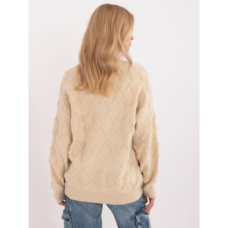 Dámský svetr oversize s dlouhým rukávem světle béžový 