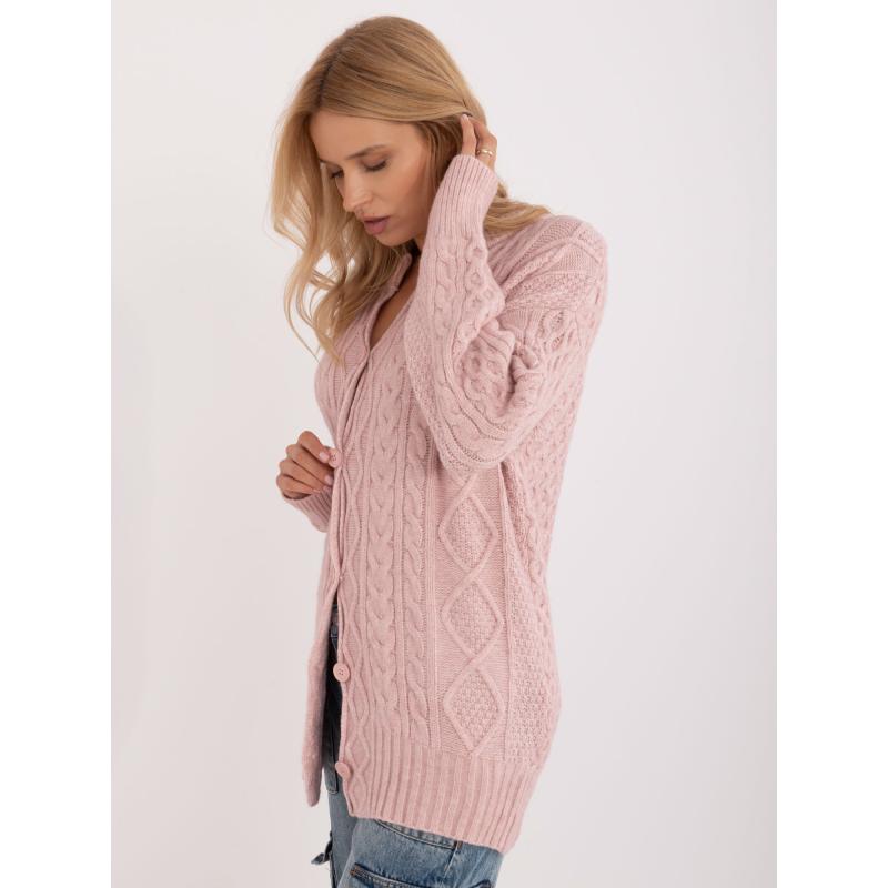 Dámský svetr s knoflíky světle růžový 