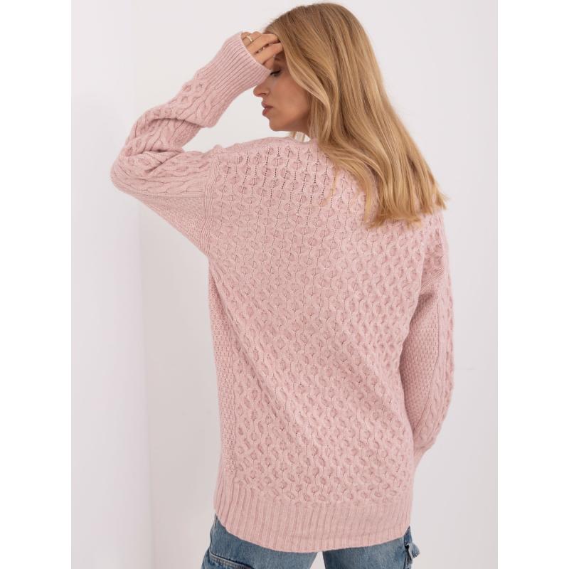 Dámský svetr s knoflíky světle růžový 