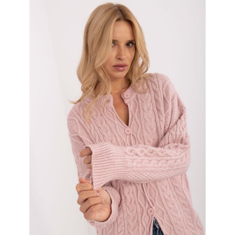 Dámský svetr s knoflíky světle růžový 